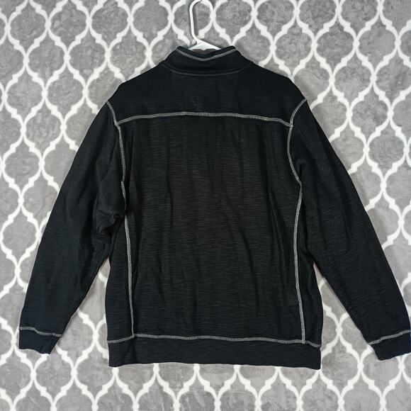 Tommy Bahama Pullover Sweater Mens Large Black Quarter Zip Marlin Logo Casual - Picture 6 of 11
